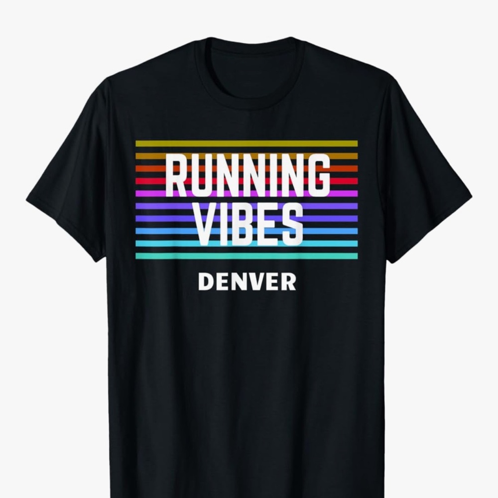 Denver Colorado Running Vibes Unisex Runner Graphic Tee Retro Run Club Shirt